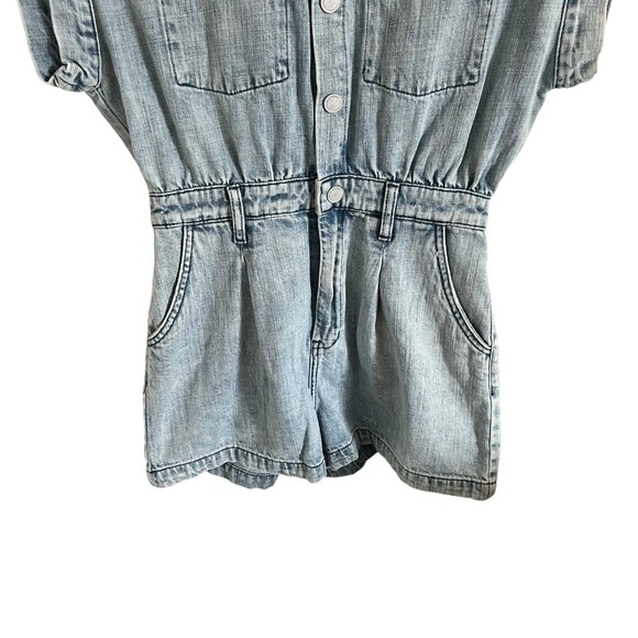 BLANK NYC 90s Time Zone Retro Acid Wash Denim Short Sleeve Romper - Picture 5 of 9